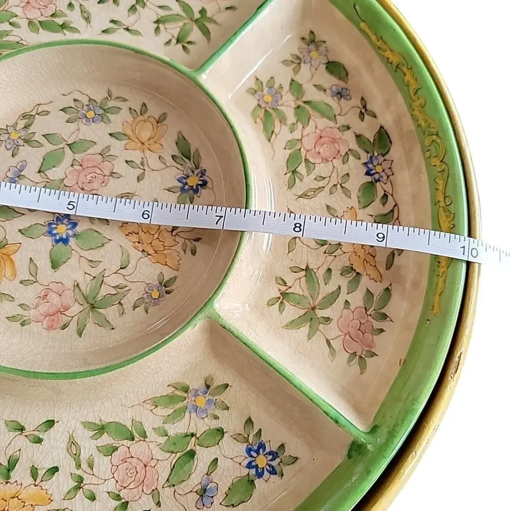 Japanese Chintz Divided Plate Hors d'oeuvres Platter Antique Cottage Chic BOXED